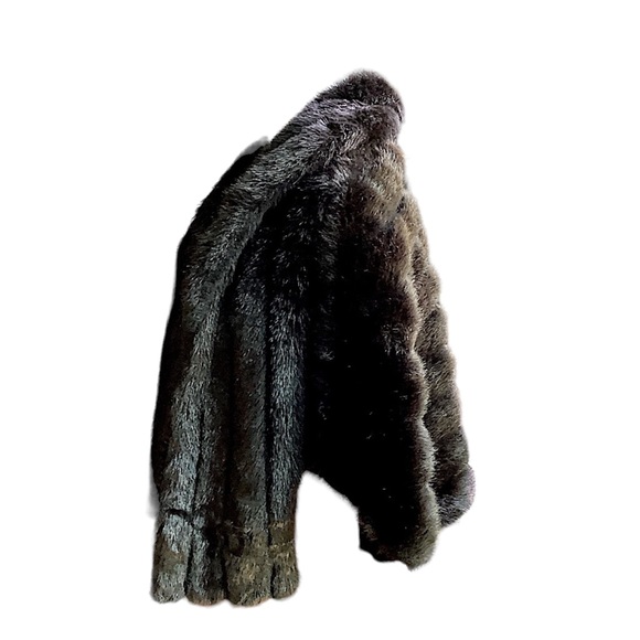 Vintage 1980’s Black Vegan Mink Wrap/Cape H1 - Picture 7 of 16